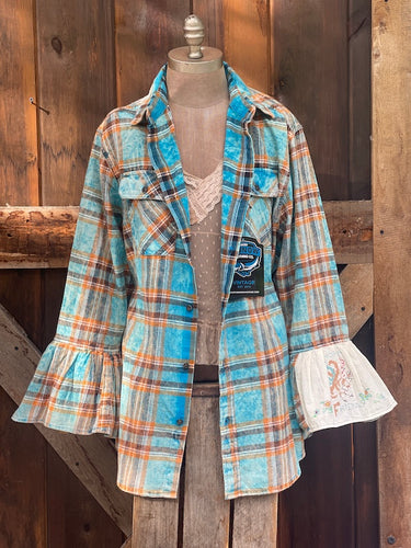 BIRDS OF A FEATHER Flared Sleeve Flannel